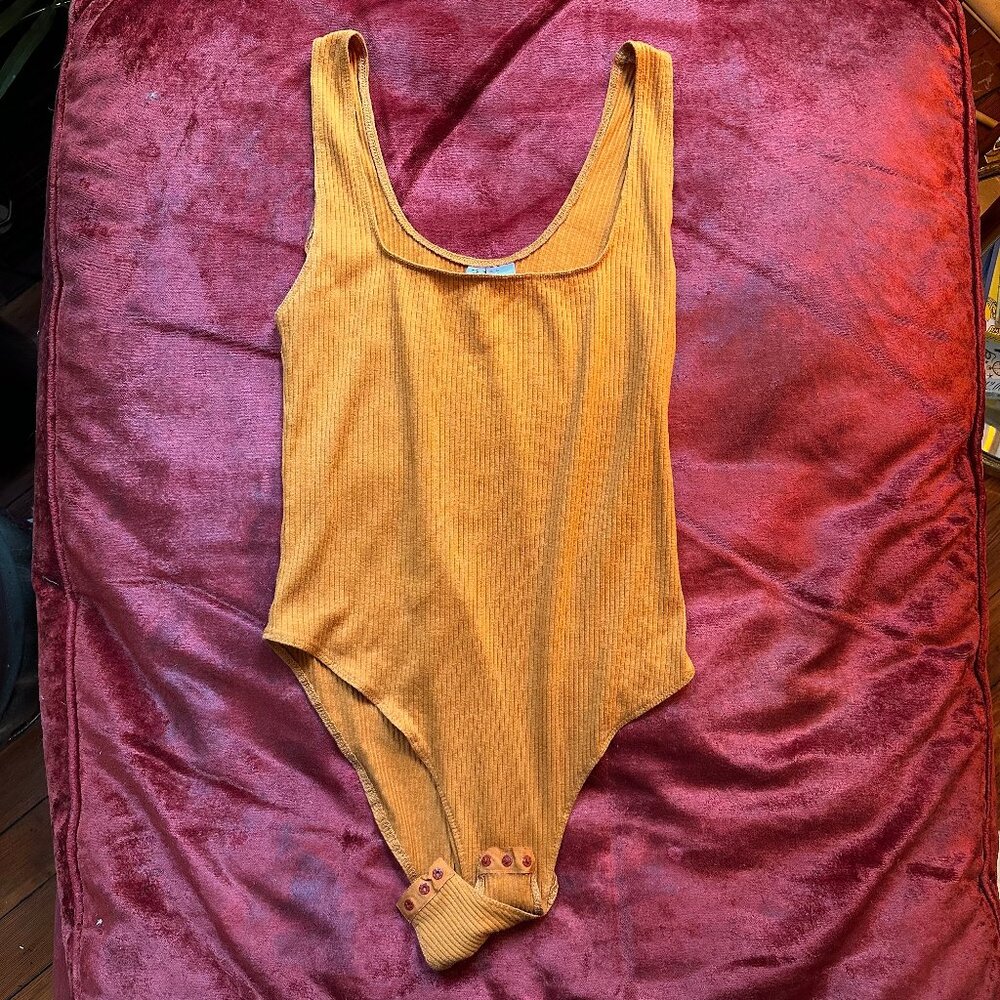 Mustard Ribbed Body Suit Tank